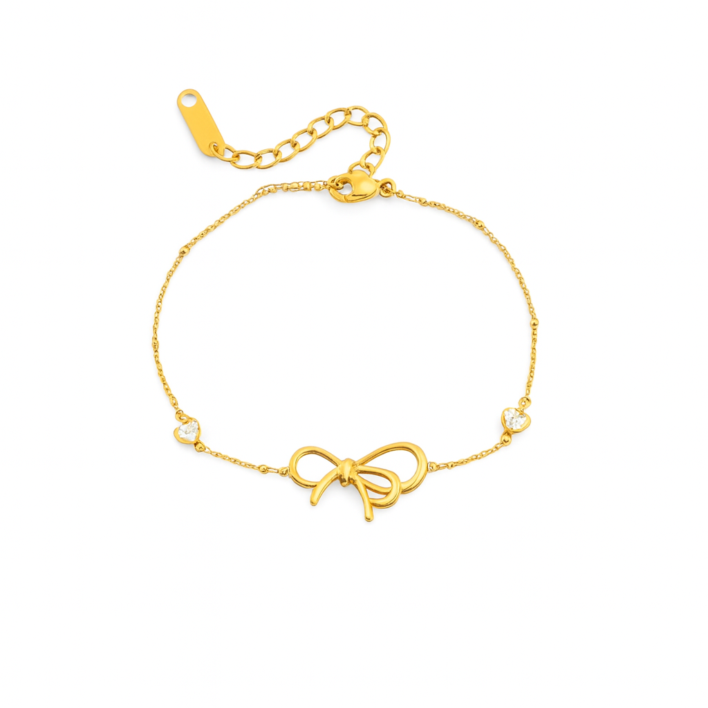 Golden Bow Charm Bracelet