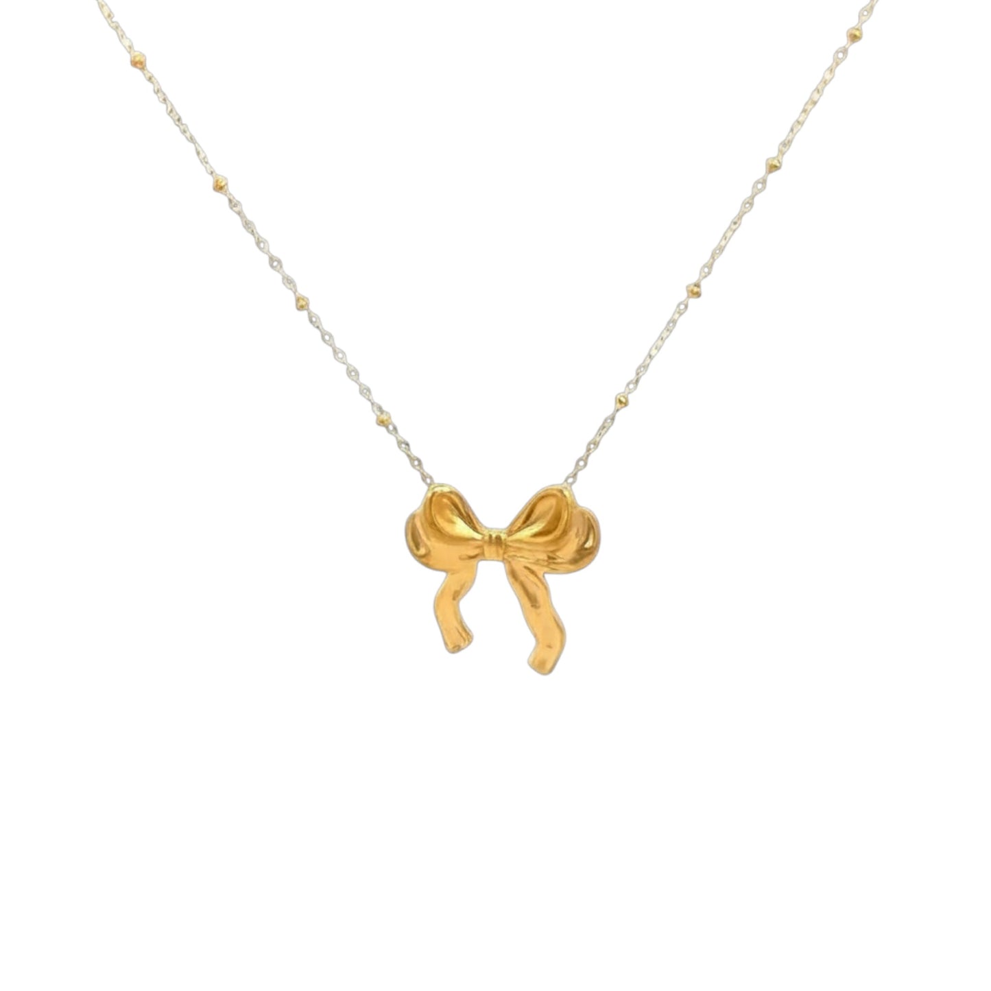 Bow Necklace - sculpted bow pendant on beaded chain