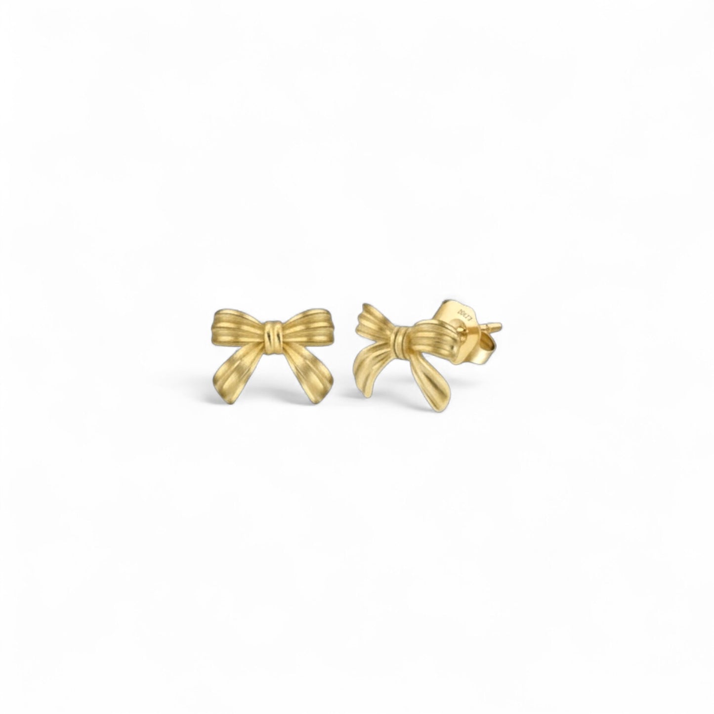 Bow Stud Earrings in sterling silver with 14ct Gold plating, sculpted bow silhouette