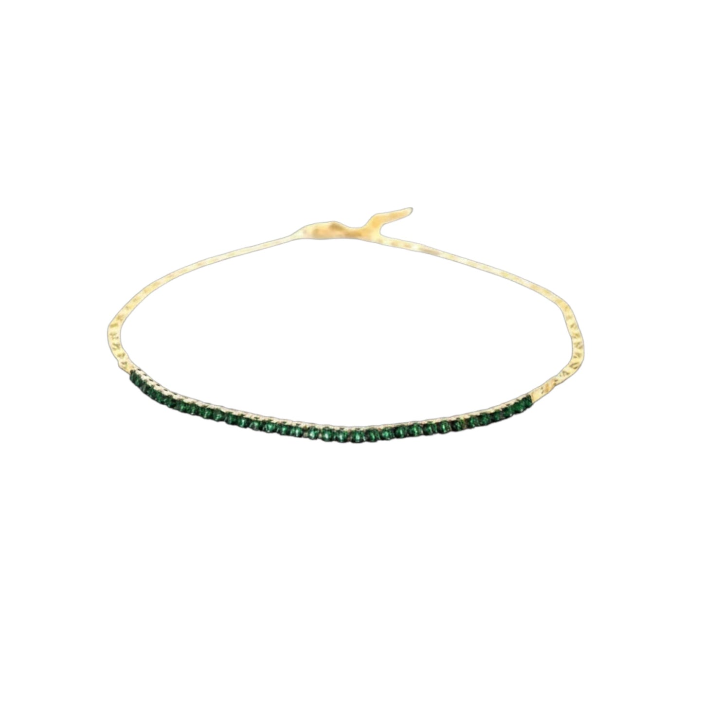 Green Sparkle Gold Anklet - gold chain with green zirconia stones