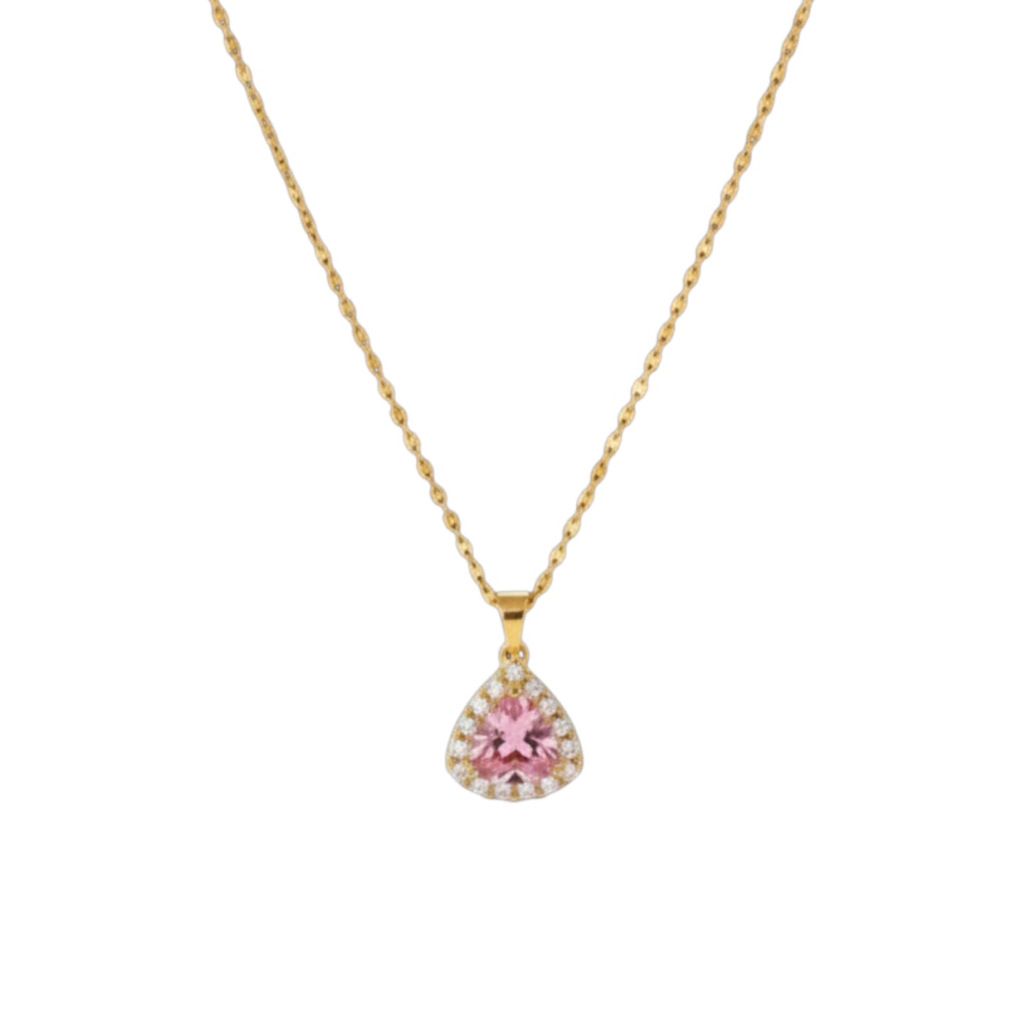 Pink Triangle Stone Necklace