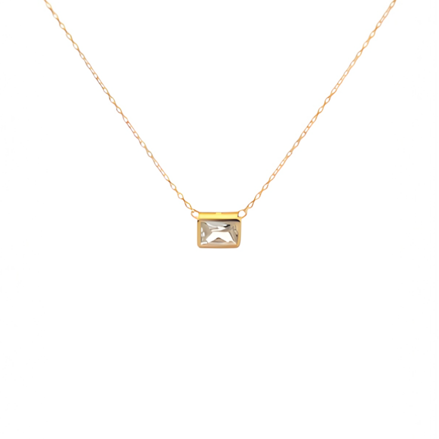 Modern Bezel Set Necklace