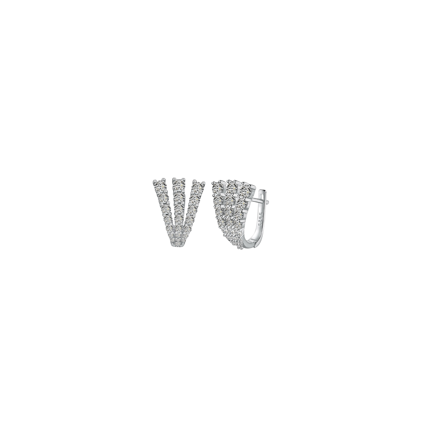 Triple Row Pavé Earrings