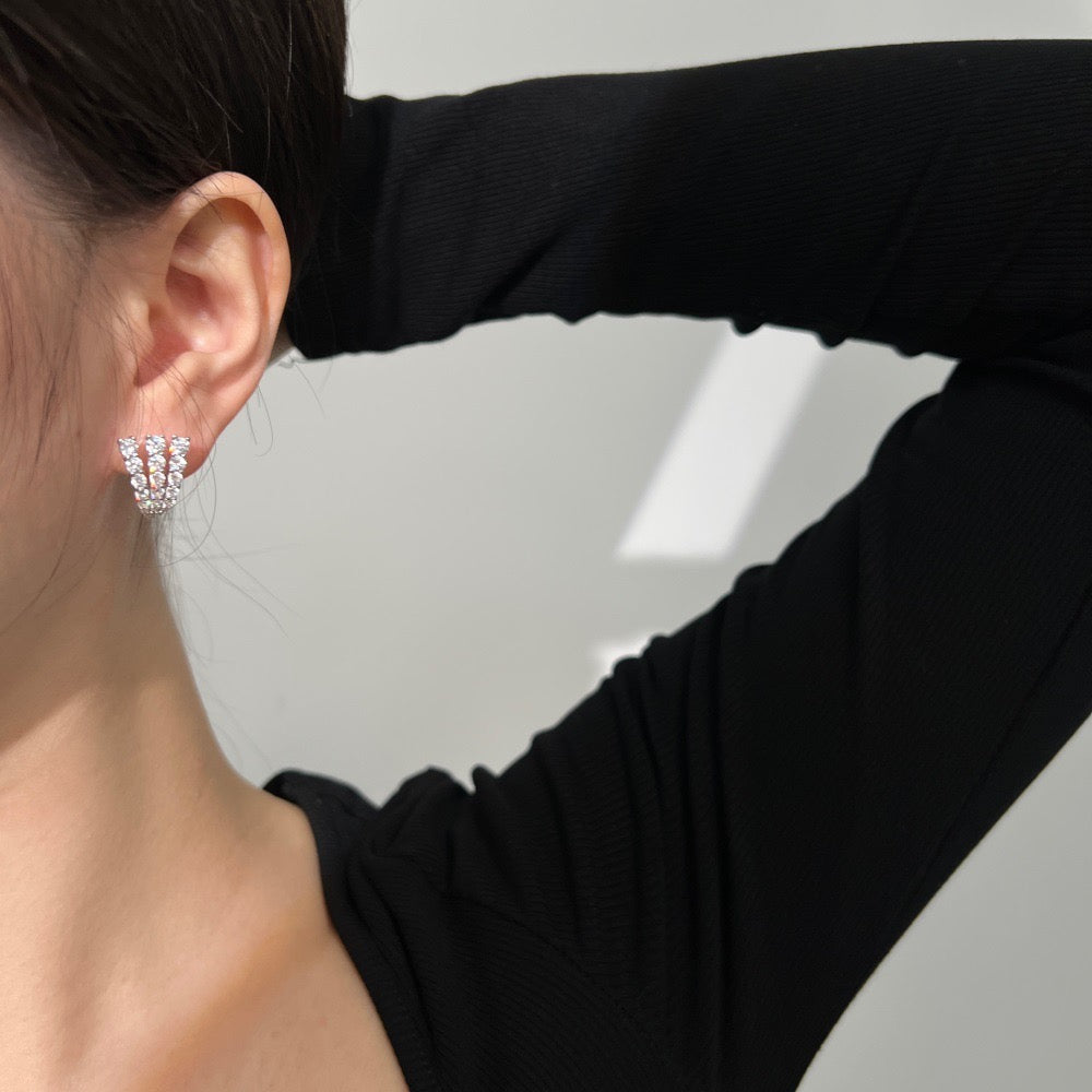 Triple Row Pavé Earrings
