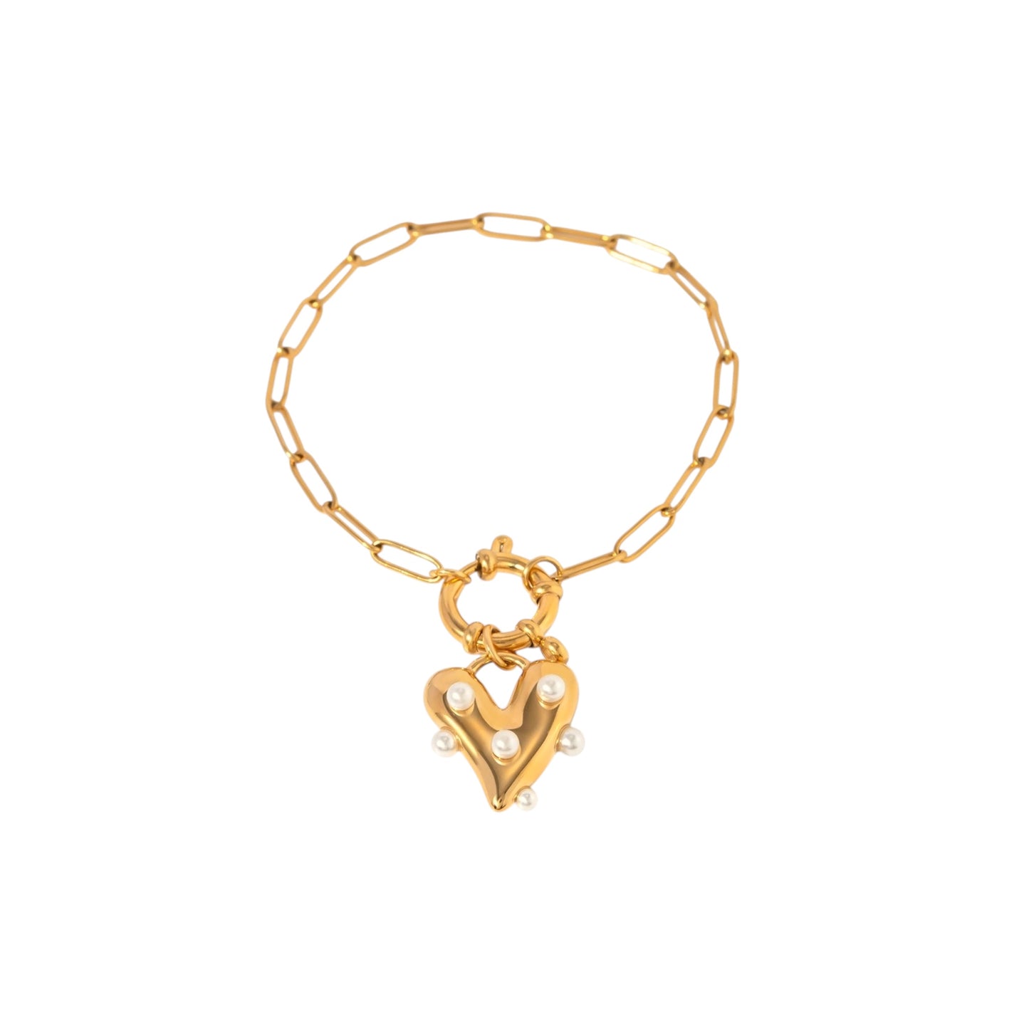 Pearl Heart Link Bracelet