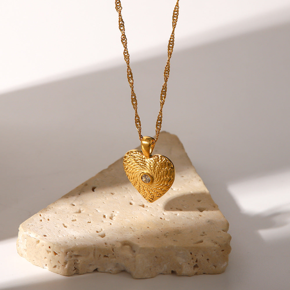 Golden Swirl Heart Necklace