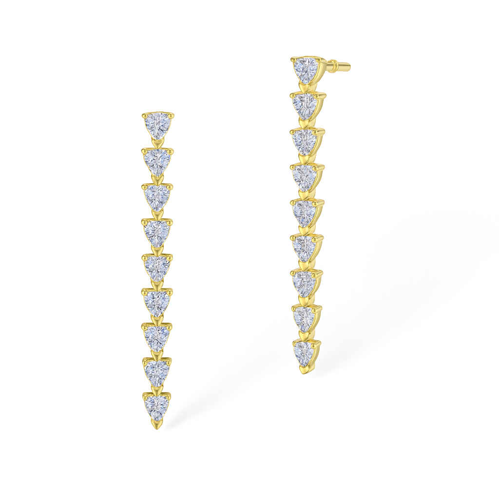 Gold Cascading Heart Earrings
