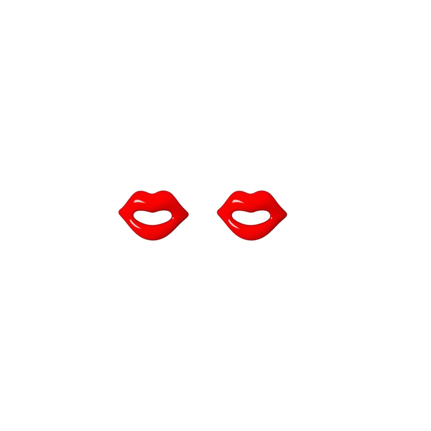 Lip Stud Earrings in 925 Sterling Silver with Rhodium plating and glossy red enamel lips