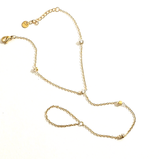 Gold Hand Chain Ring