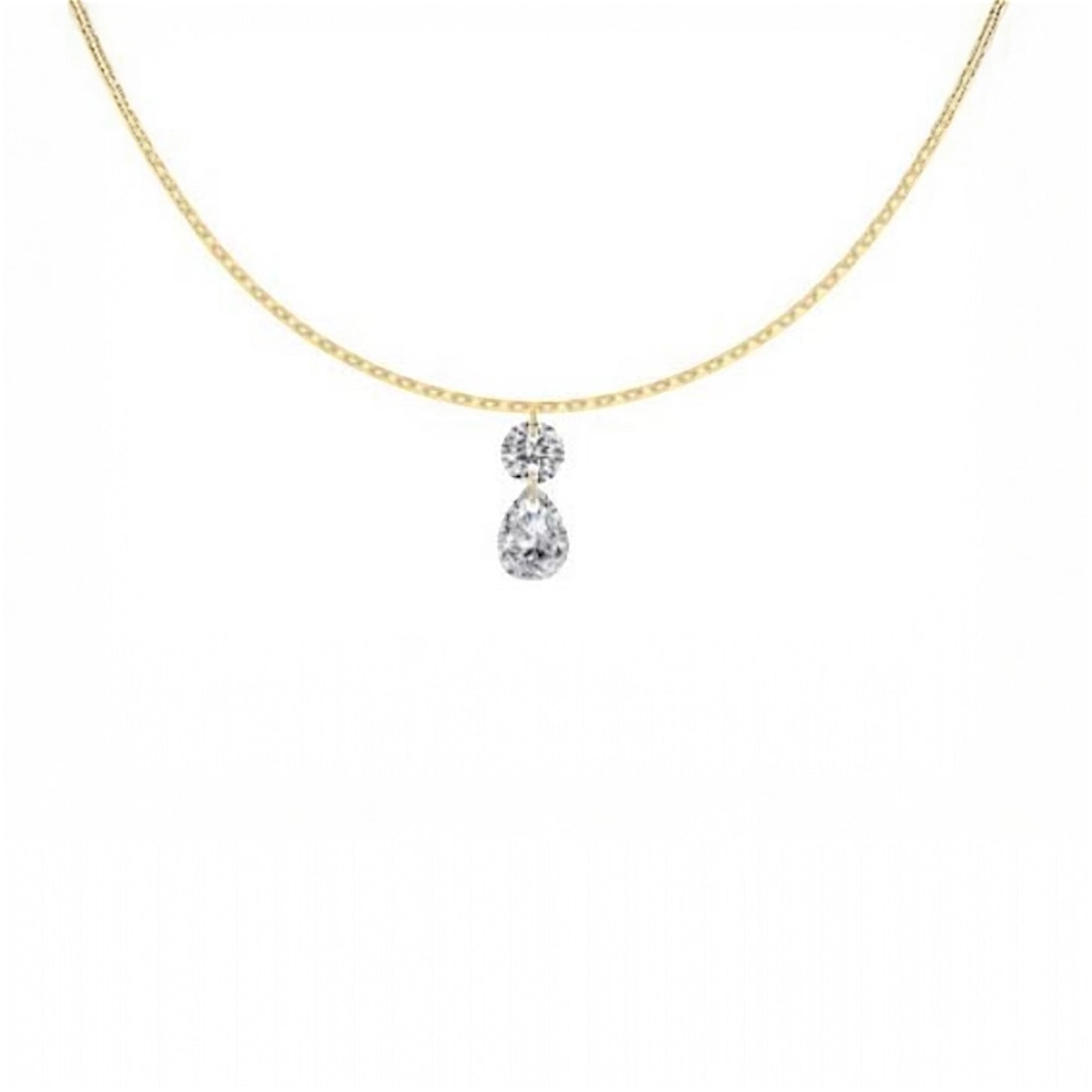 Round and Pear Stone Drop Necklace