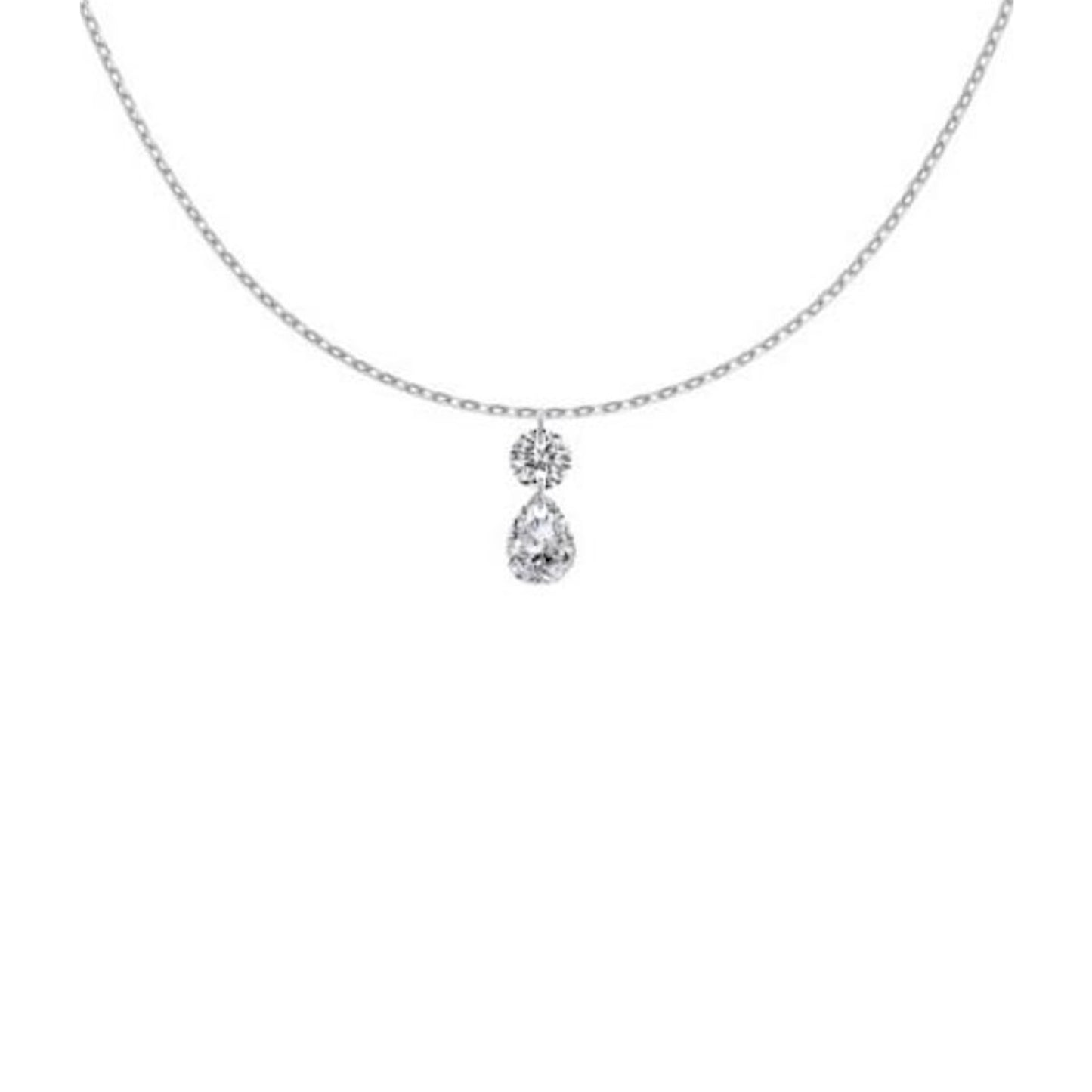 Round and Pear Stone Drop Necklace