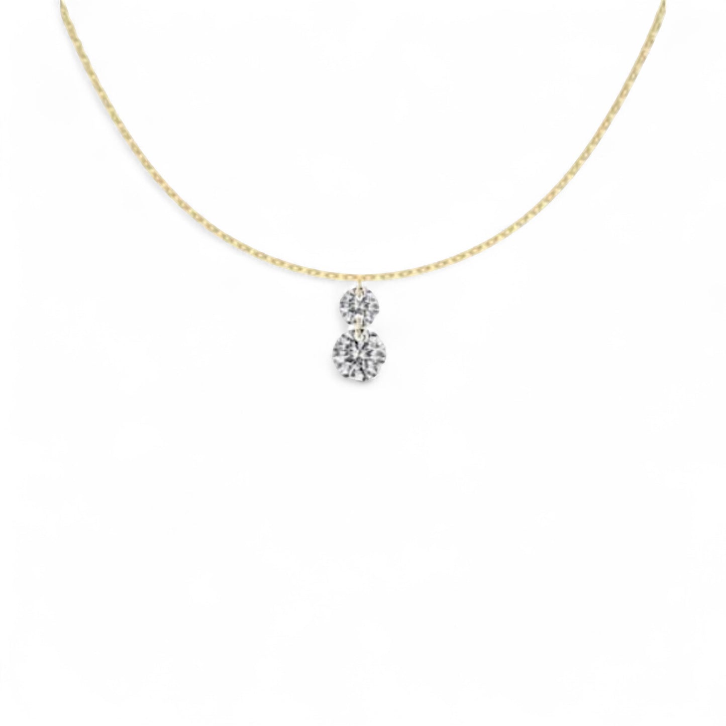 Two Stone Drop Pendant Necklace