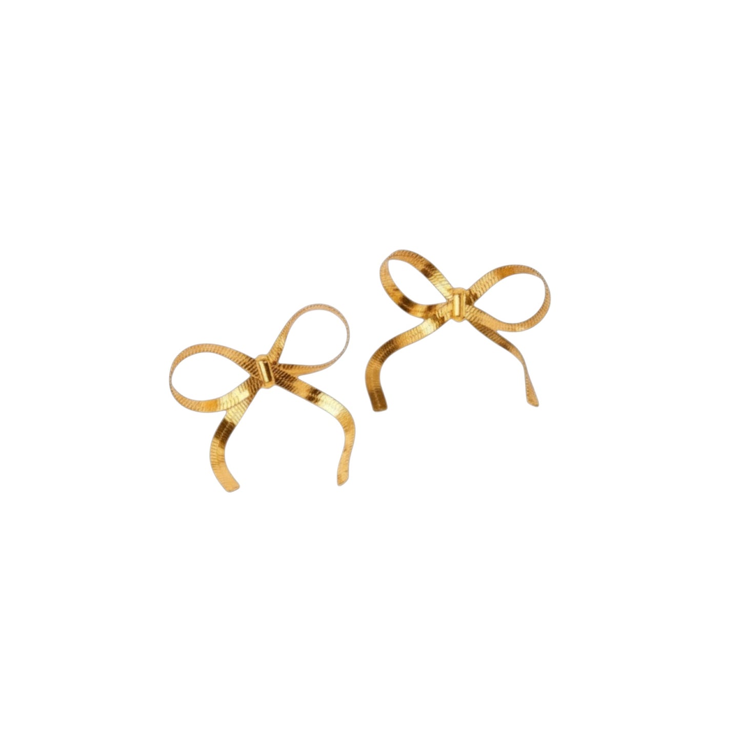 Ribbon Bow Earrings in 18ct Gold stainless steel with sculpted ribbon bow design - feminine and modern style