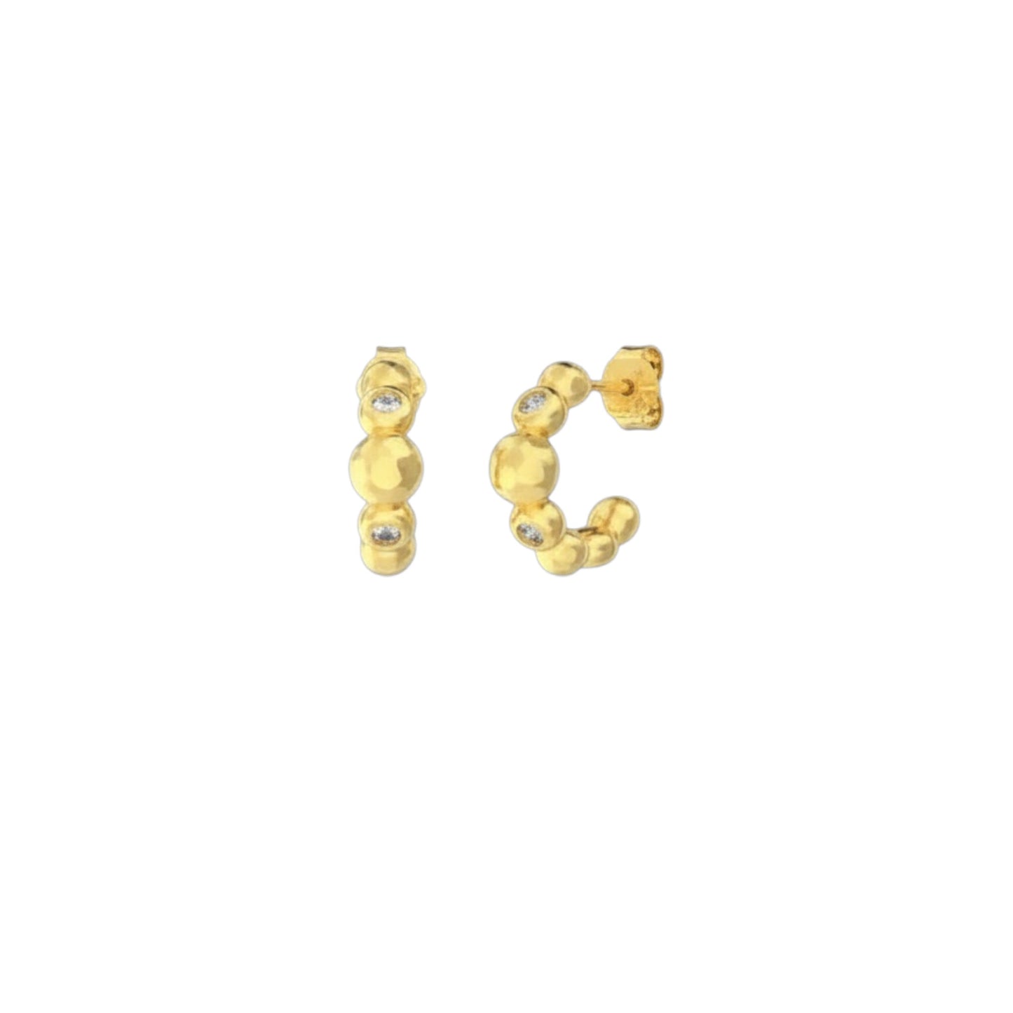 Shimmer Textured Earrings with stone accents for everyday sparkle