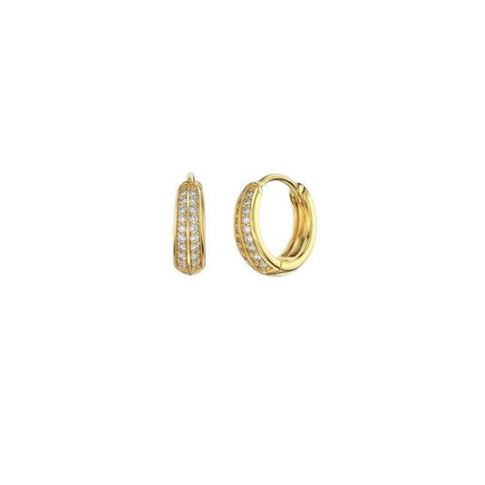 Tapered Pavé Huggie Earrings in sterling silver with pavé-set stones in gold plating