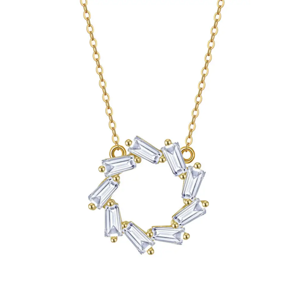 Baguette Circle Charm Necklace Necklaces
