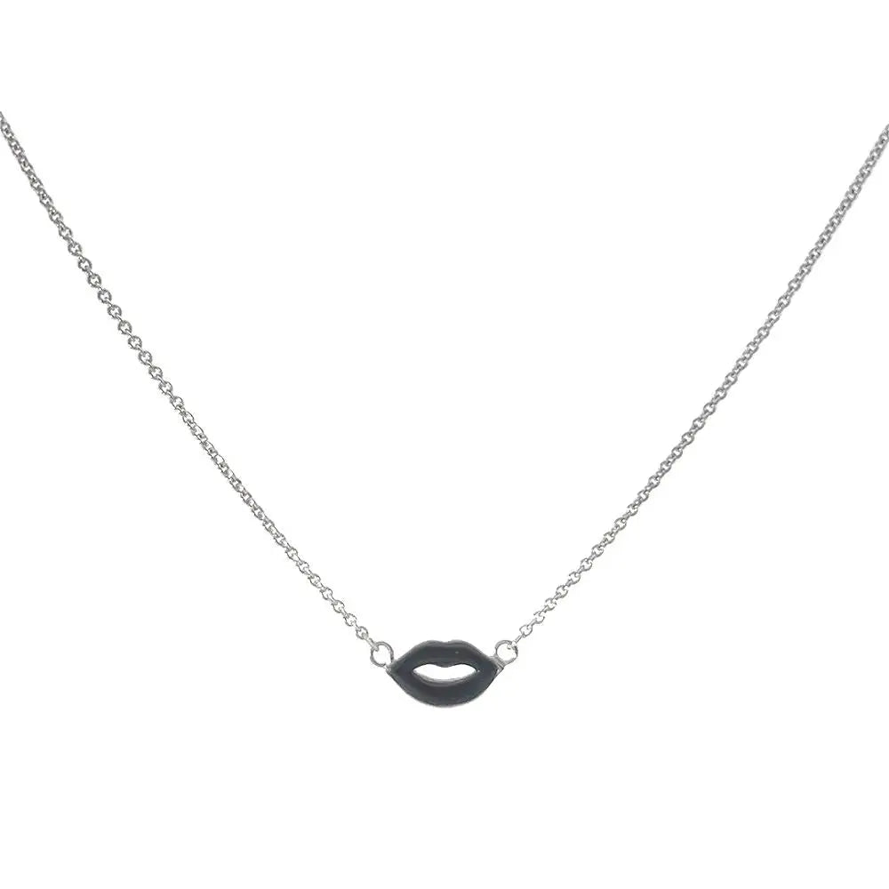 Black Lip Kiss Necklace Necklaces