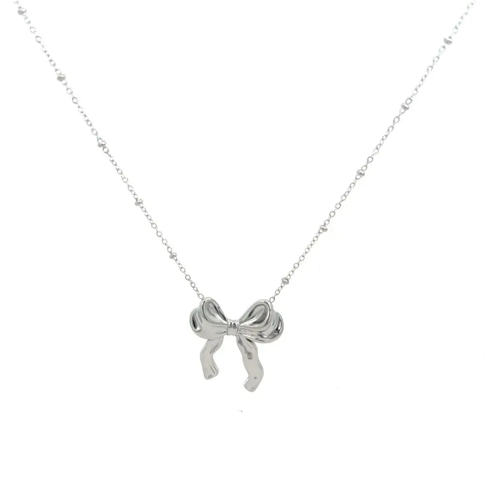 Bow Necklace Silver Necklaces