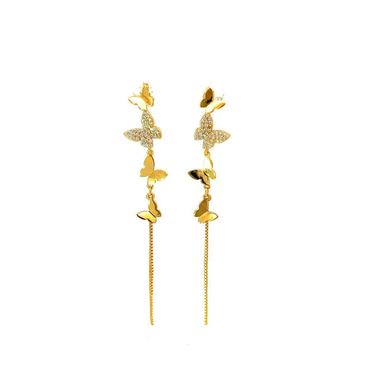 Butterfly Chain Drop Earrings Gold Earrings