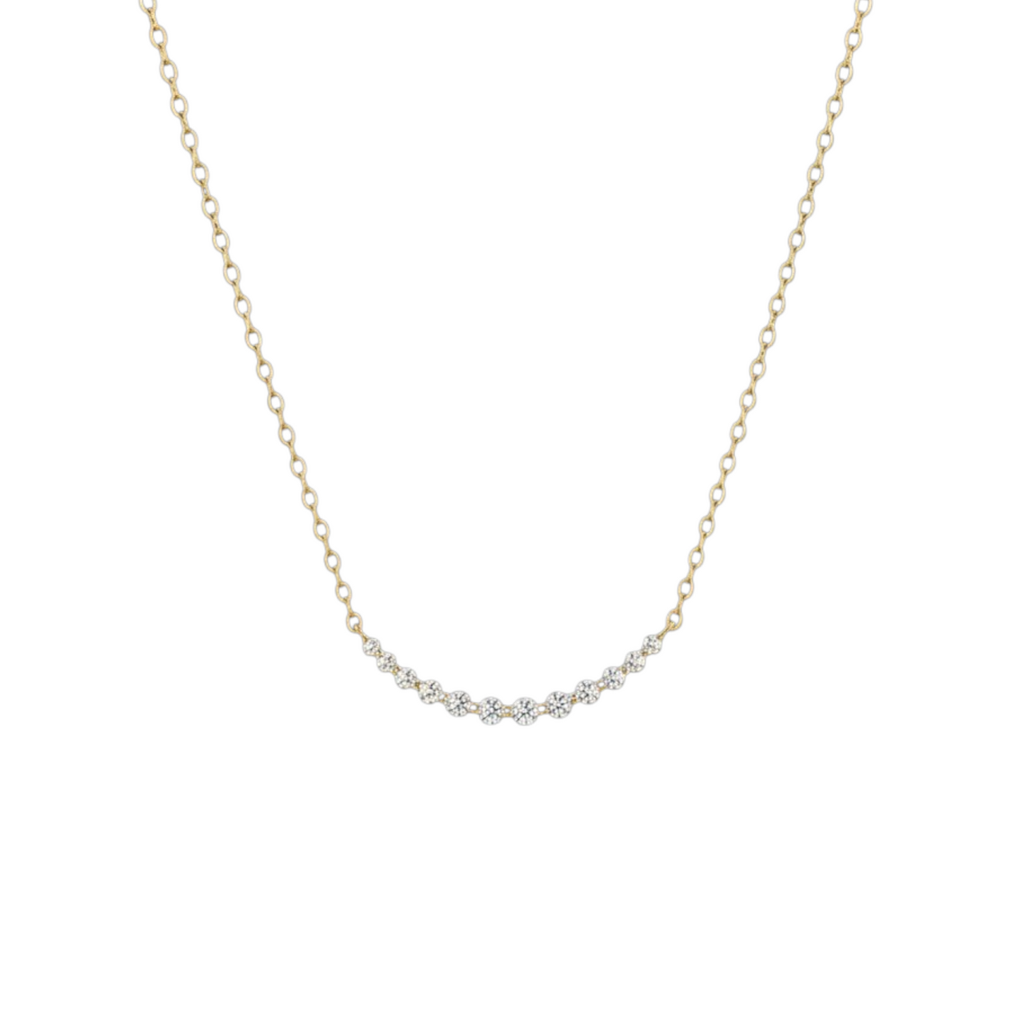 Classic Sparkle Necklace in 925 Sterling Silver with 14ct Gold plating featuring a graceful 31mm row of brilliant zirconia