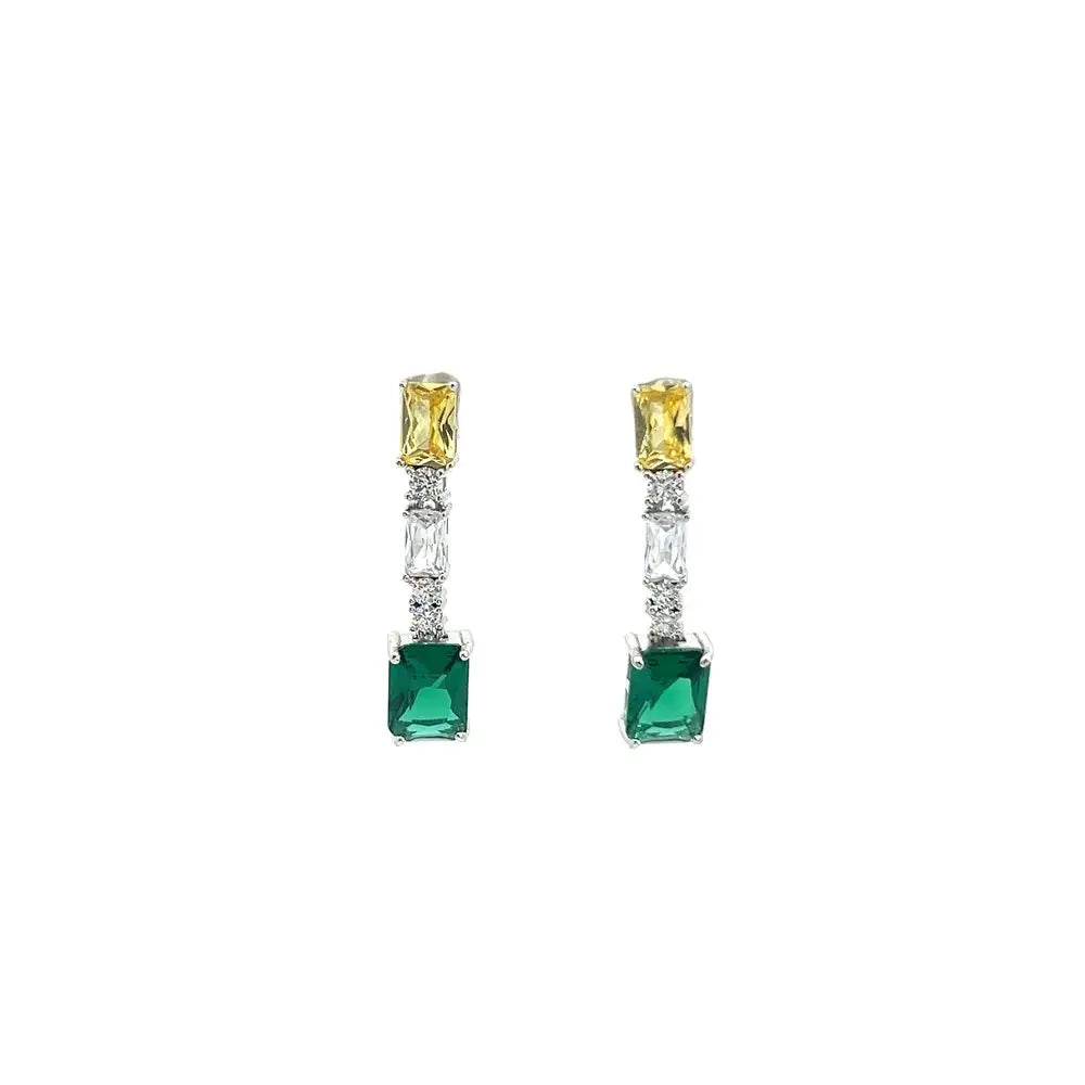 Colour Pop Drop Earrings Yellow, Silver, Green Earrings