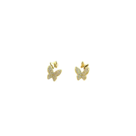 Double Butterfly Earrings Gold Earrings