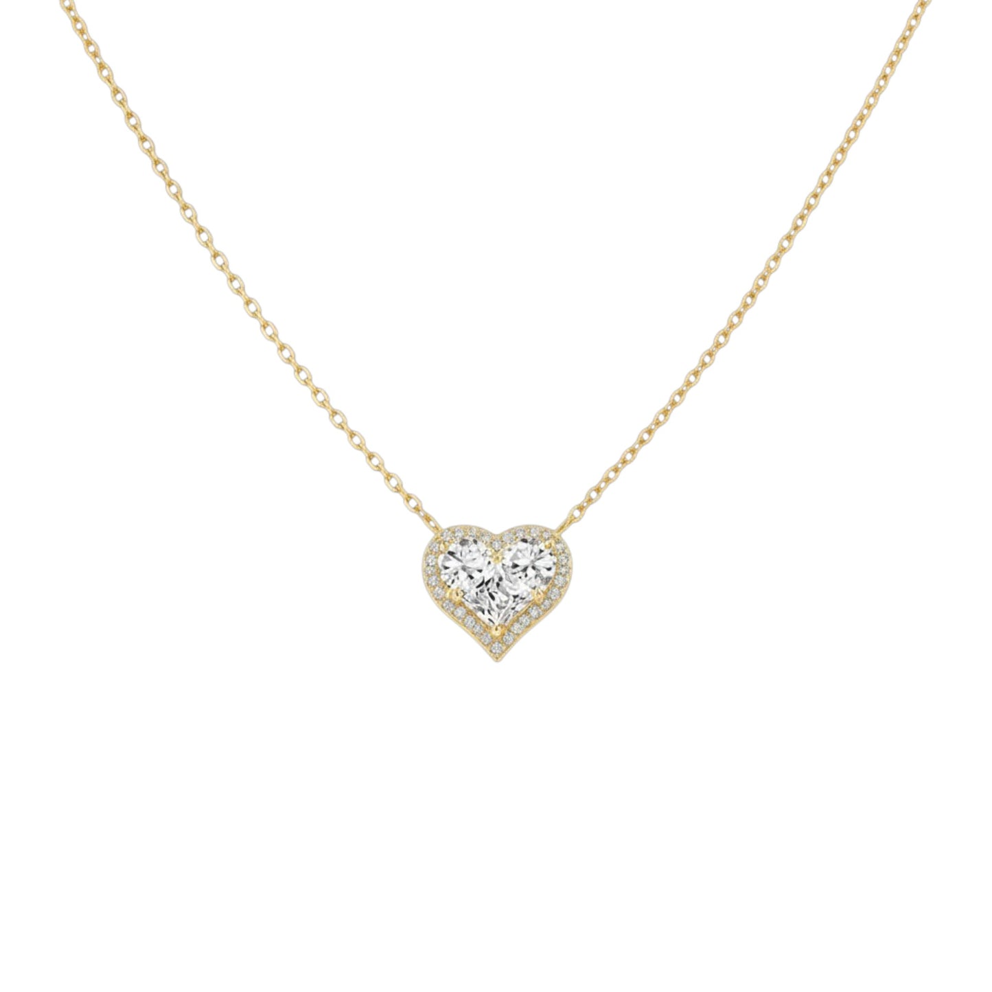 Gold Heart Necklace in 925 Sterling Silver with 18ct Gold plating and pavé detailing