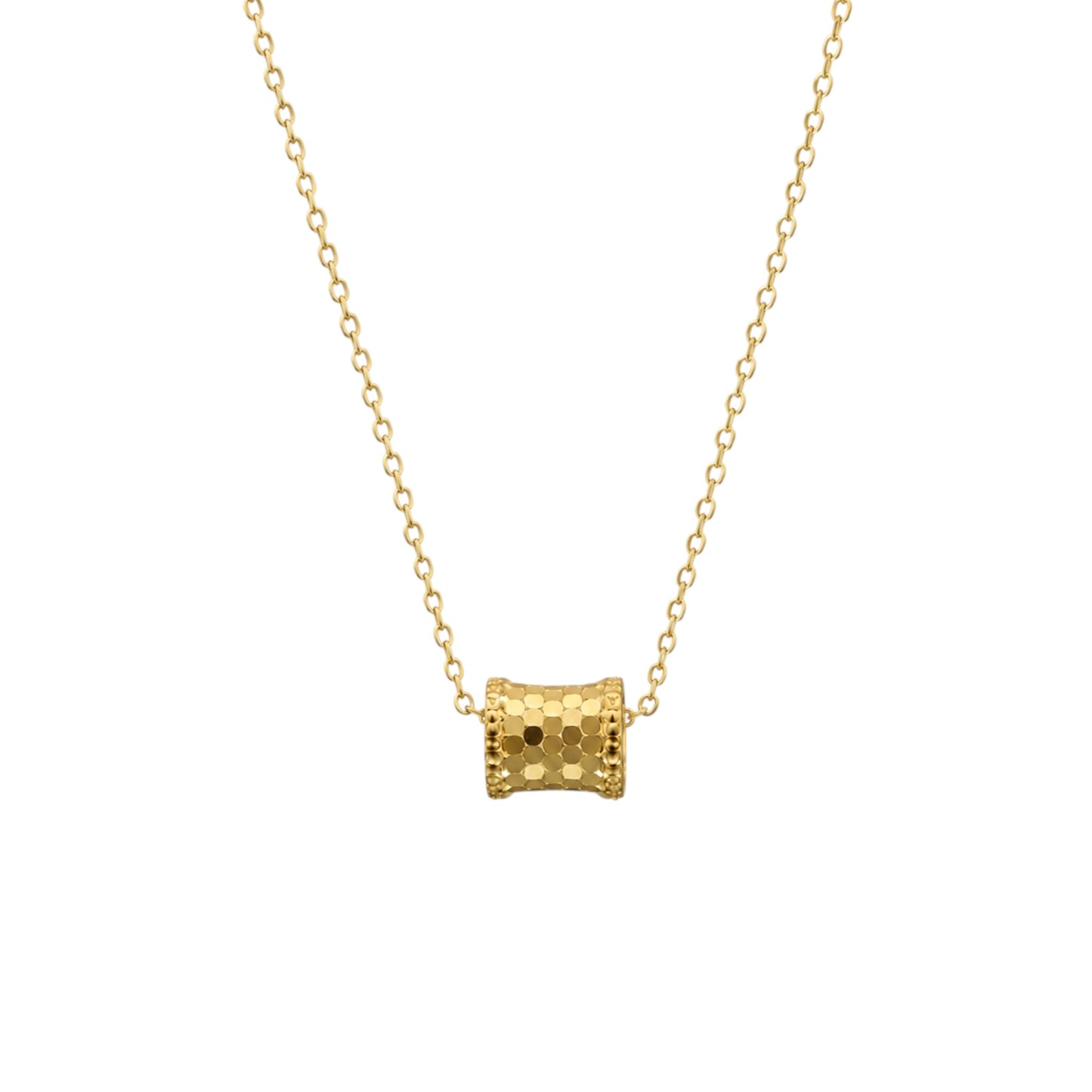 Gold Textured Necklace in 925 Sterling Silver with 18ct Gold plating and a textured focal detail