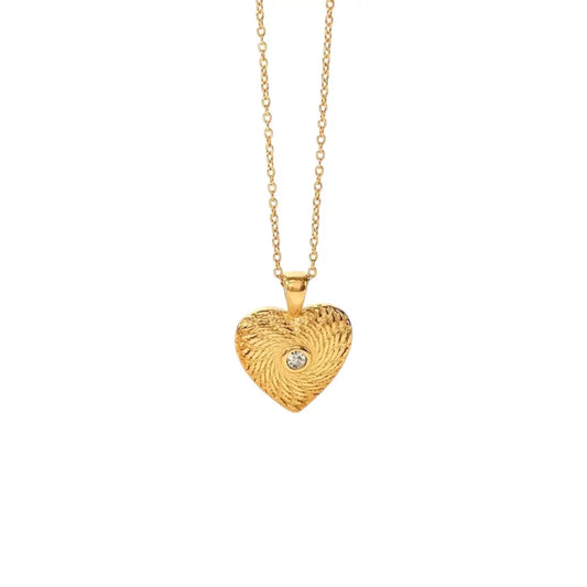 Golden Swirl Heart Necklace Necklaces