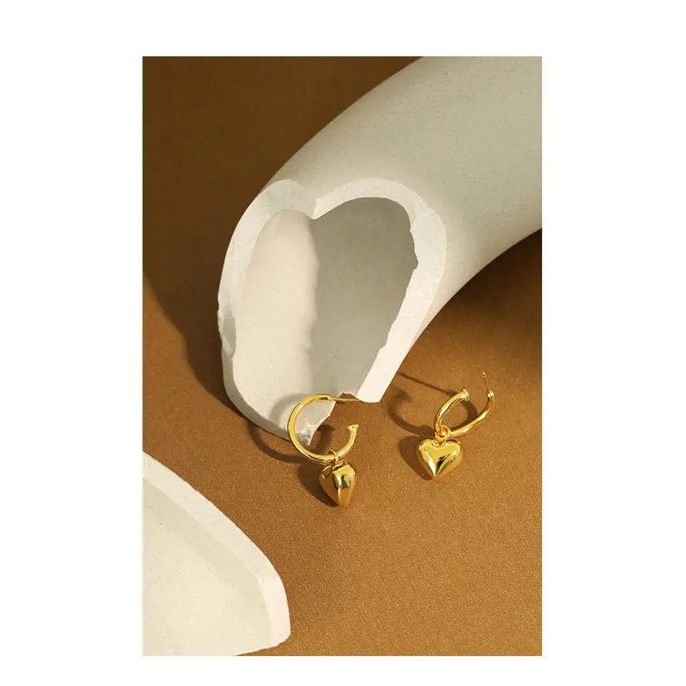 Heart Charm Hoops Earrings