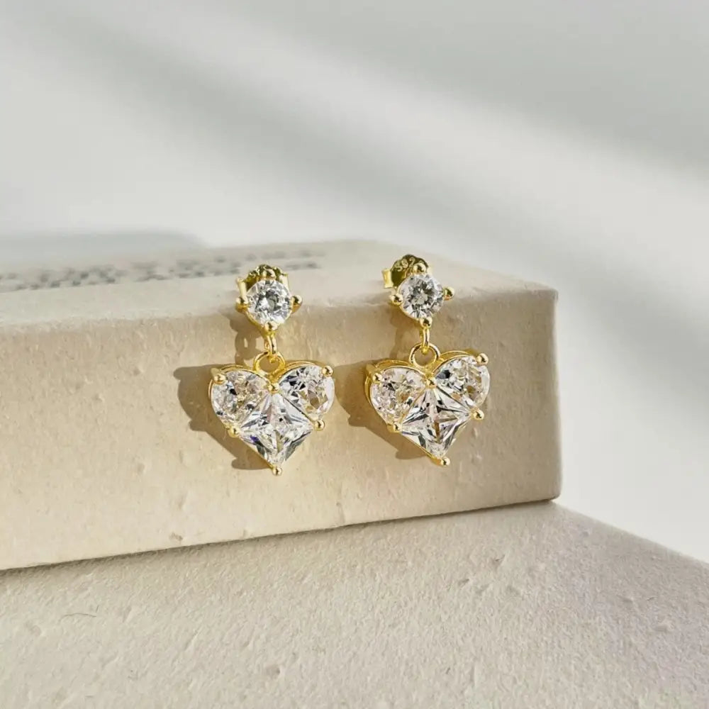 Heart Drop Earrings Gold Earrings