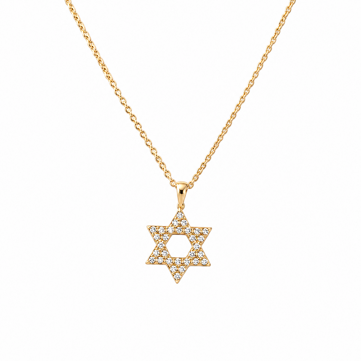 Gold Magen David Necklace with sparkling zirconia