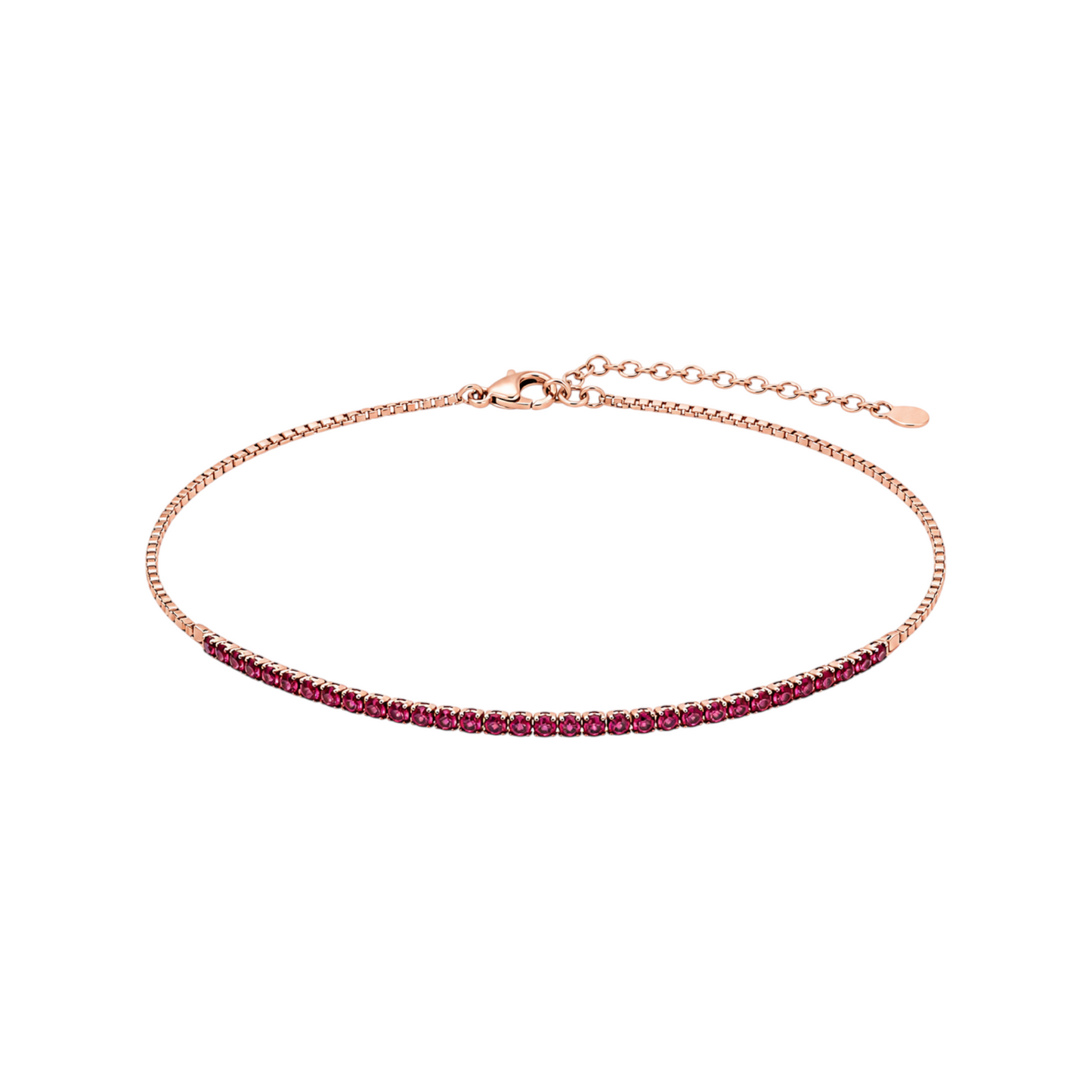 Pink Sparkle Anklet in 925 Sterling Silver with Rose Gold plating featuring a graceful row of pink zirconia