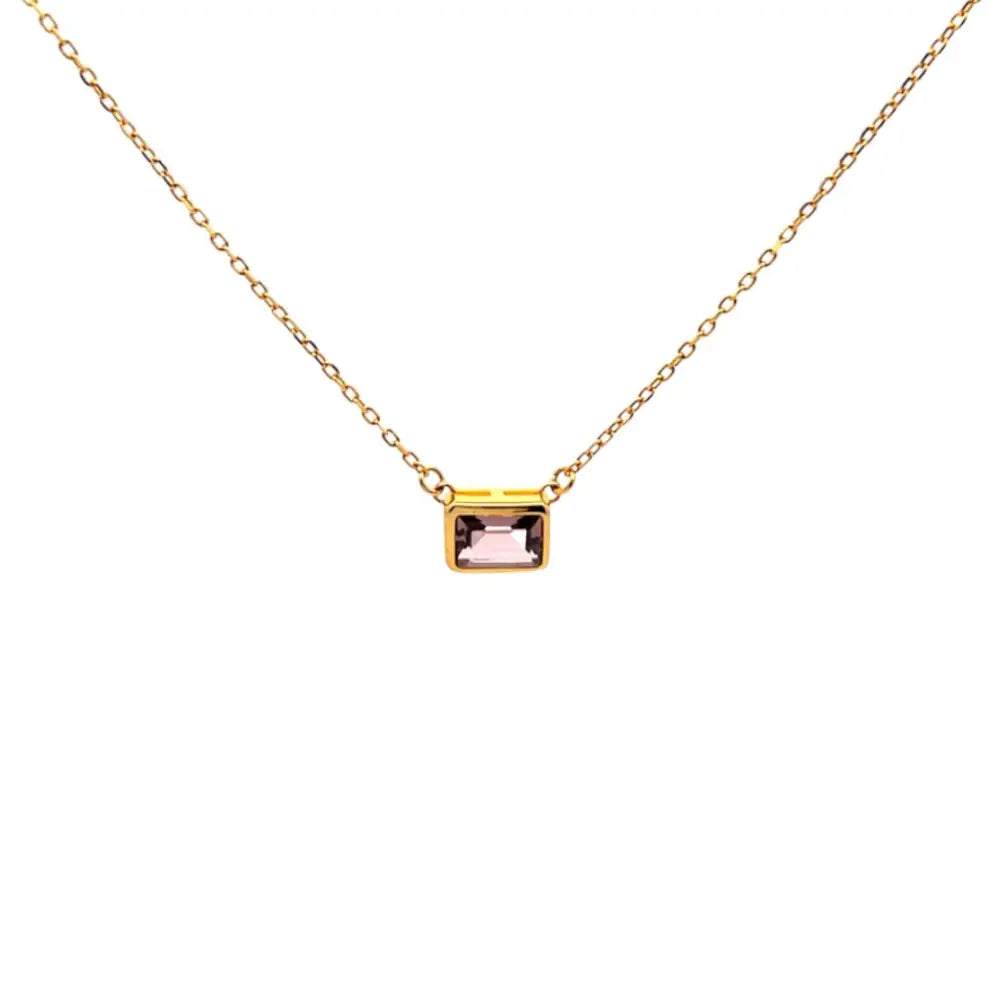 Rectangle Stone Necklace Pink Necklaces