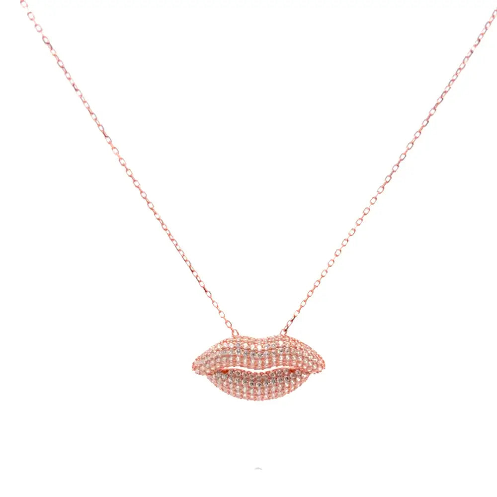 Rose Gold Kiss Lips Necklace Necklaces
