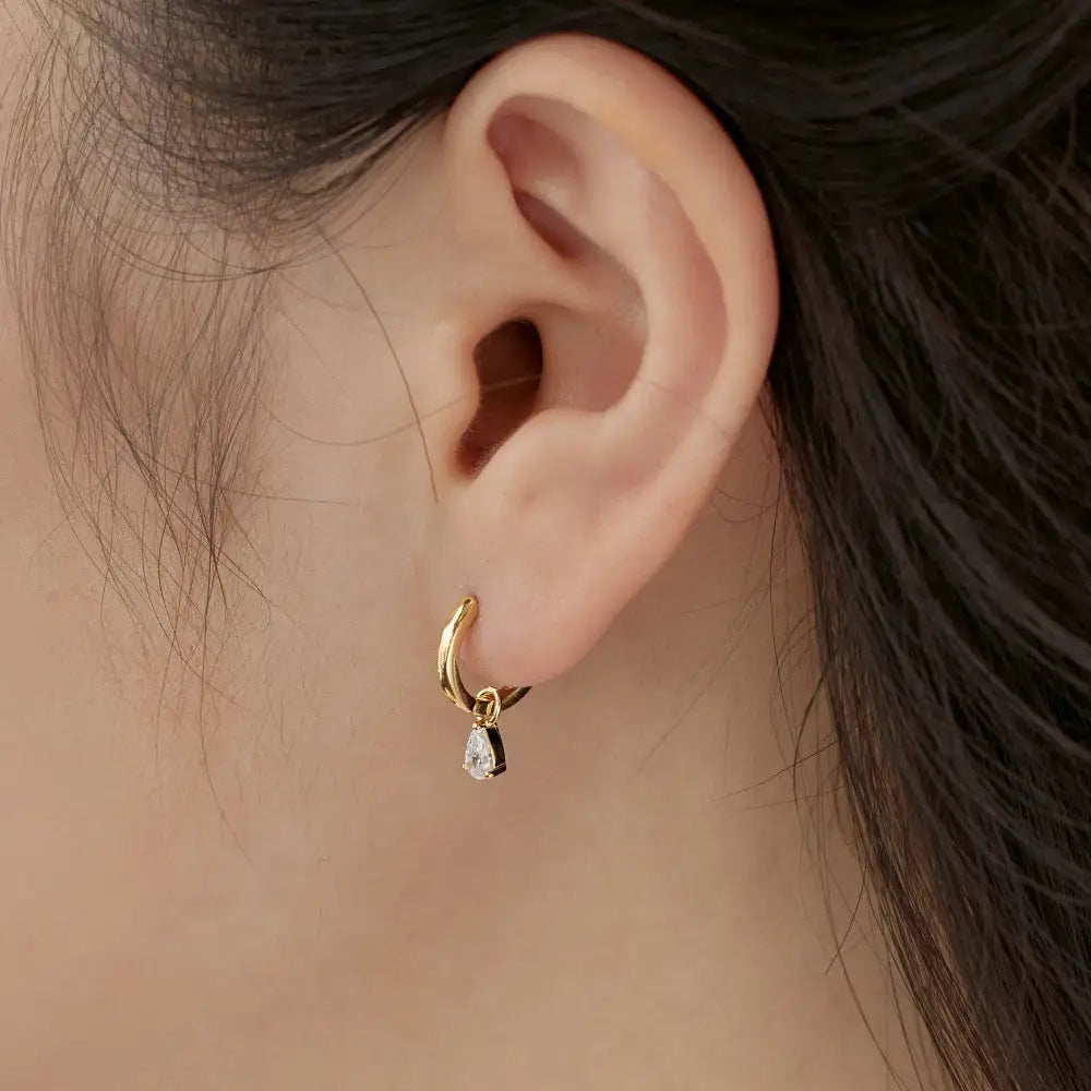 Teardrop Charm Hoops Earrings