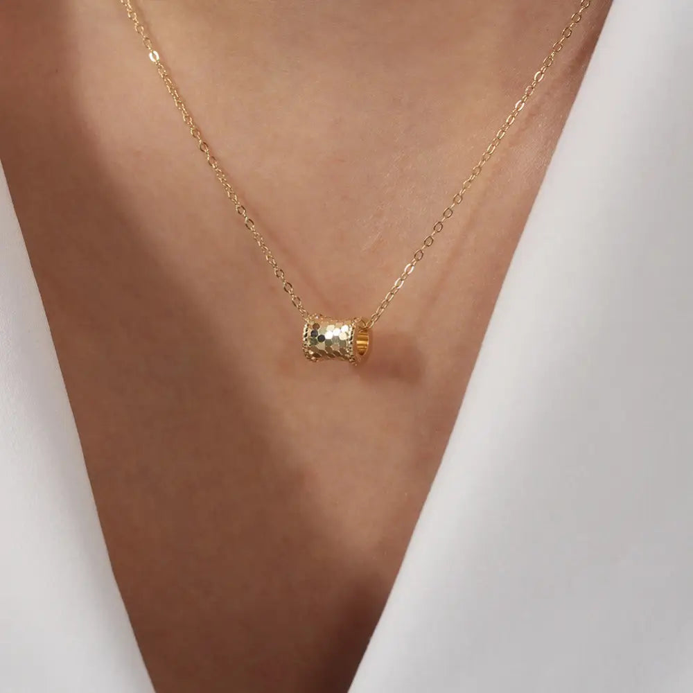 Textured Gold Pendant Necklace Necklaces