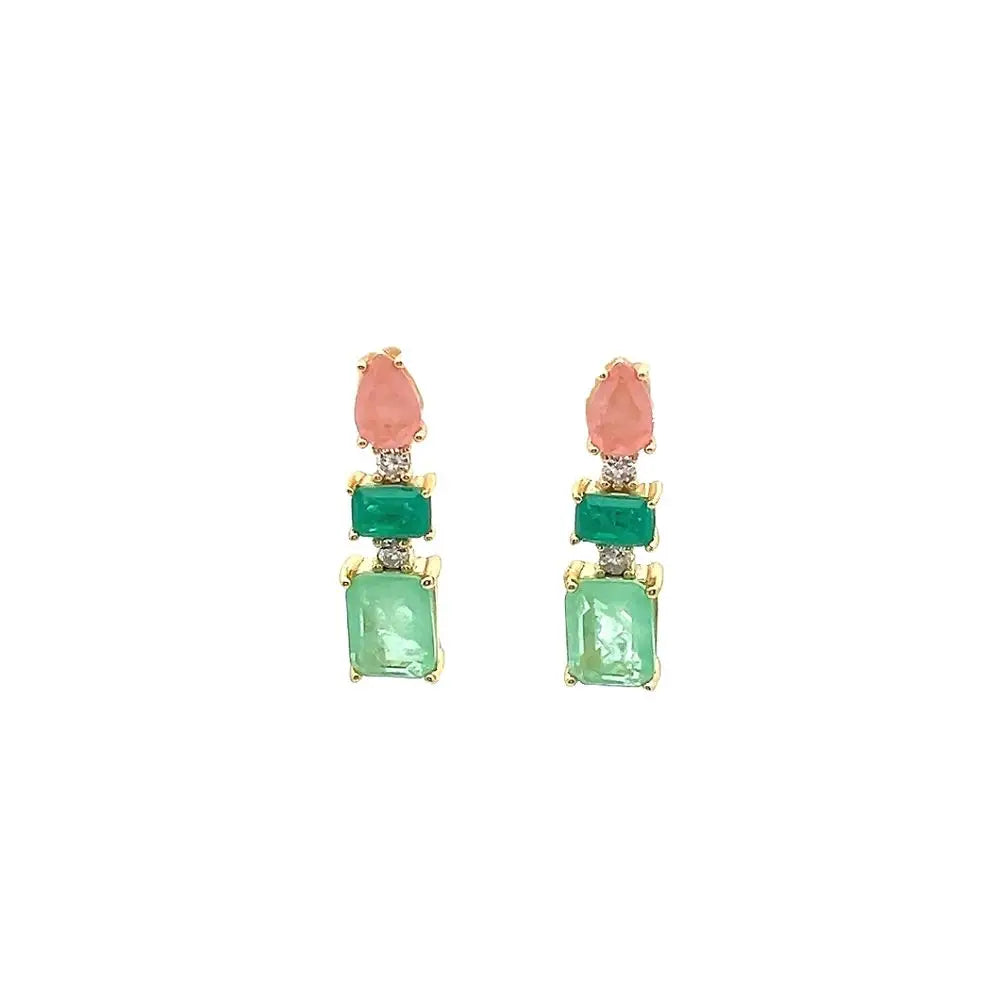 Triple Drop Delight Earrings Orange and Green Earrings