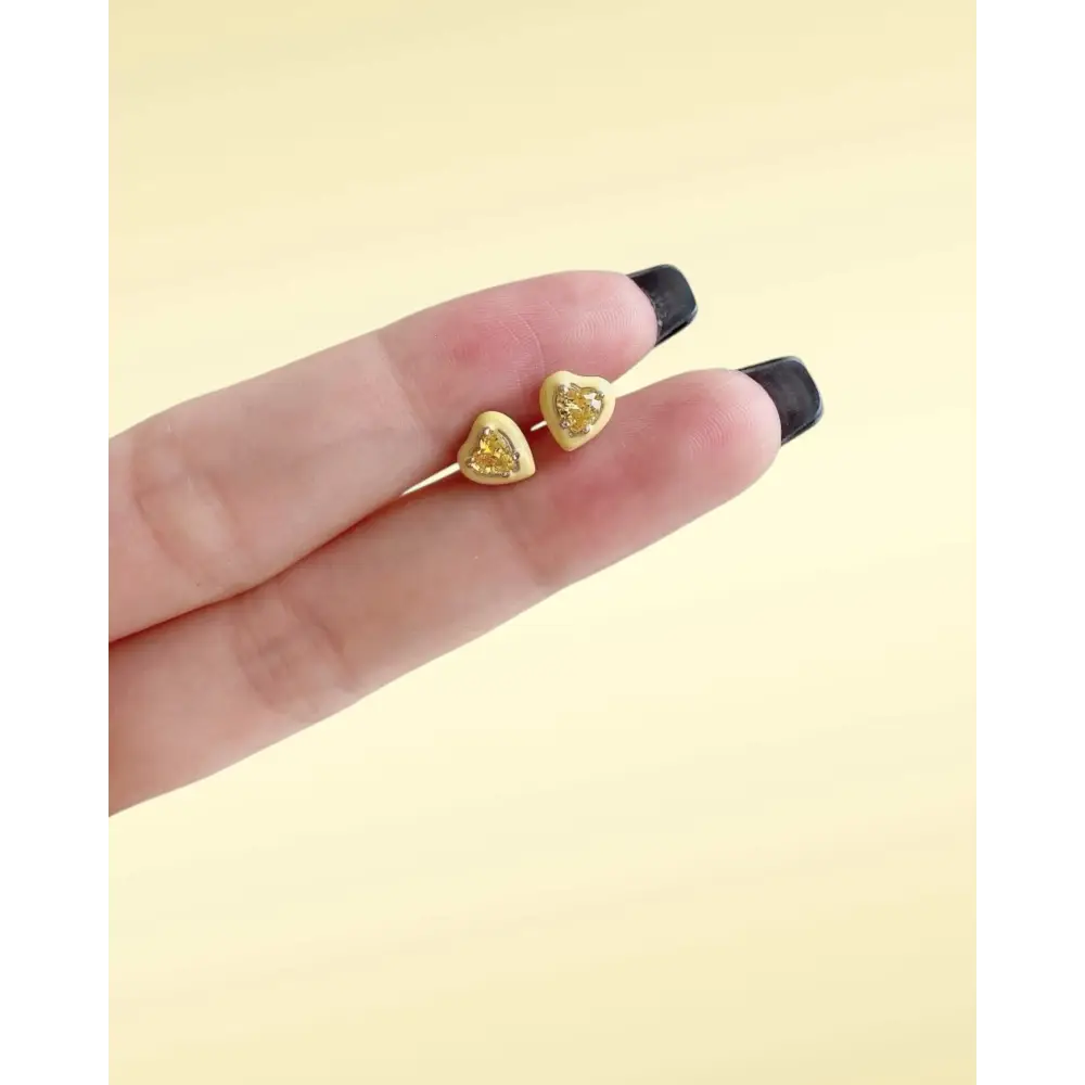 Yellow Heart Enamel Stud Earrings Earrings