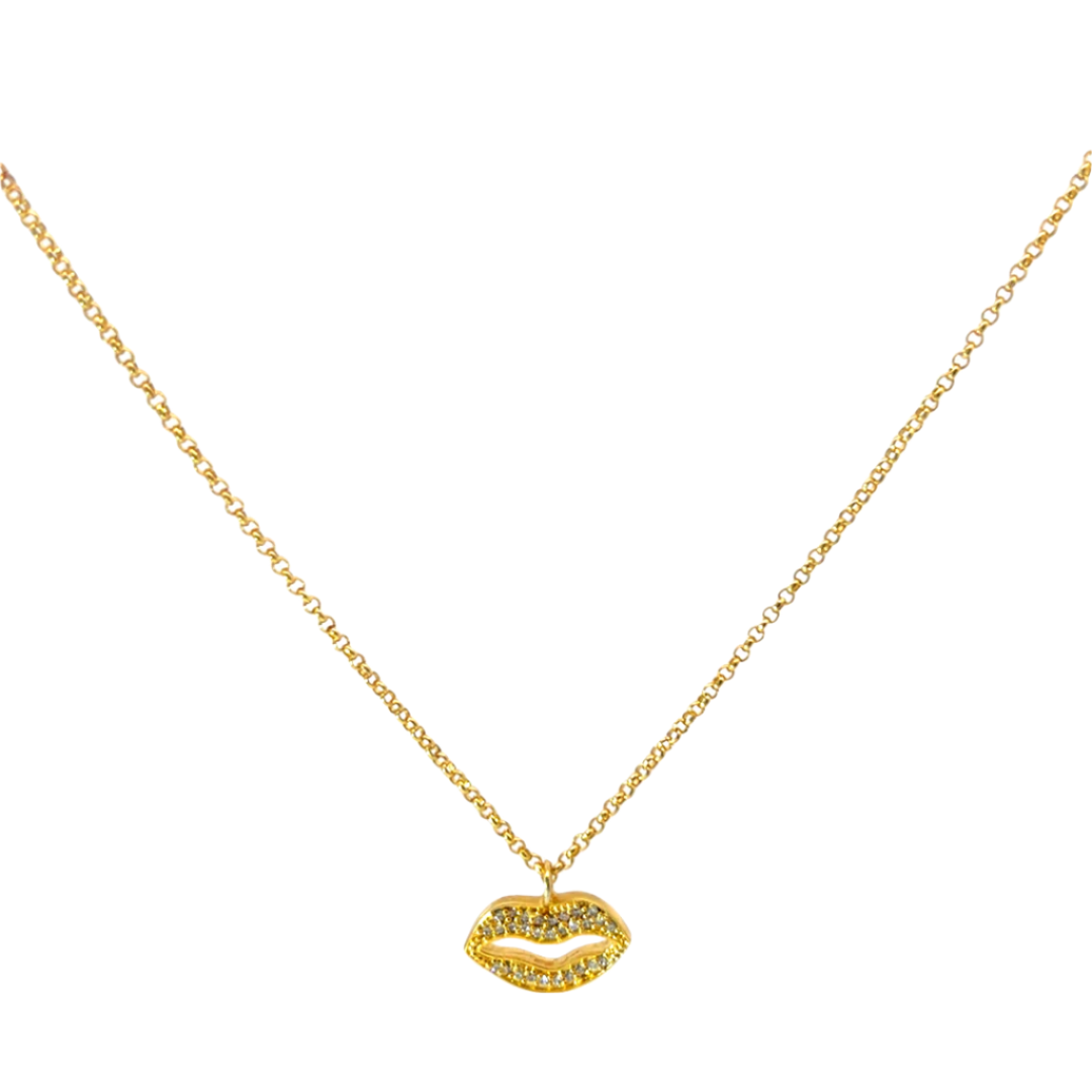 Gold Lip Pendant Necklace