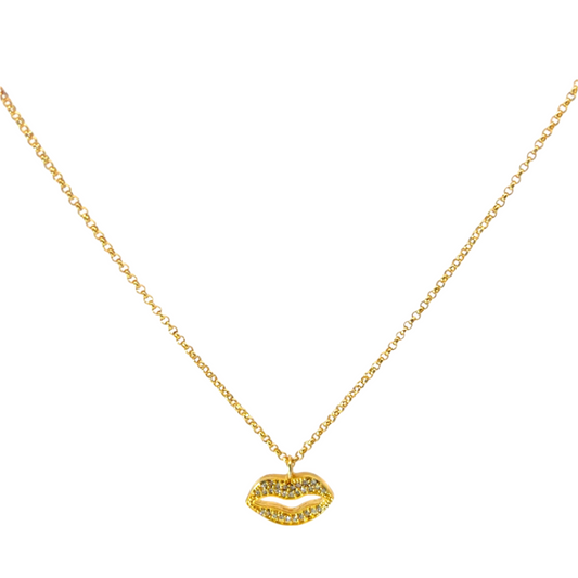 Gold Lip Pendant Necklace