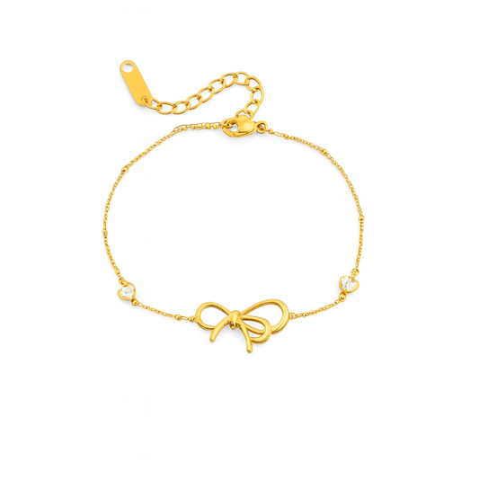 Golden Bow Charm Bracelet