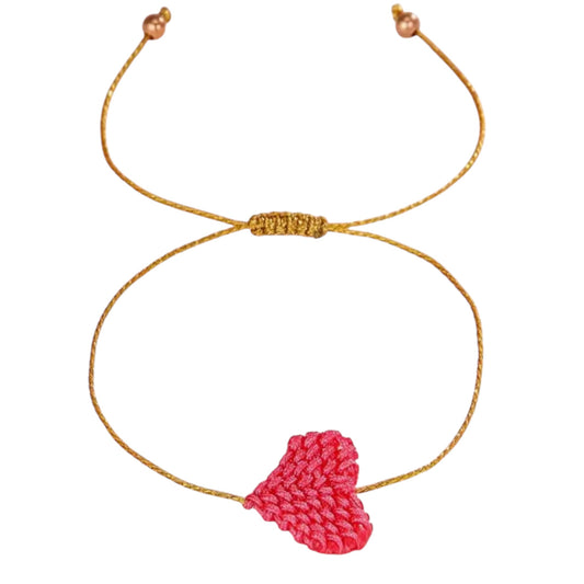 Pink Woven Heart Bracelet