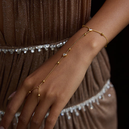 Heart Chain Ring Bracelet