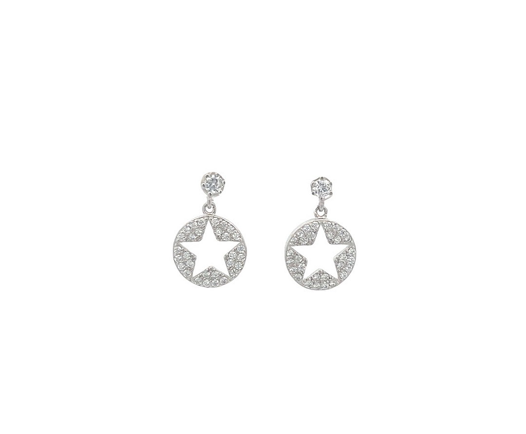 Sparkling Star Silver Earrings