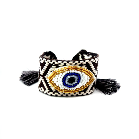 Boho Evil Eye Bracelet with Tassels