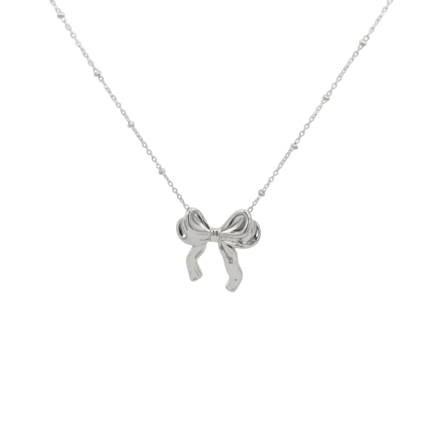 Bow Necklace - sculpted bow pendant on beaded chain