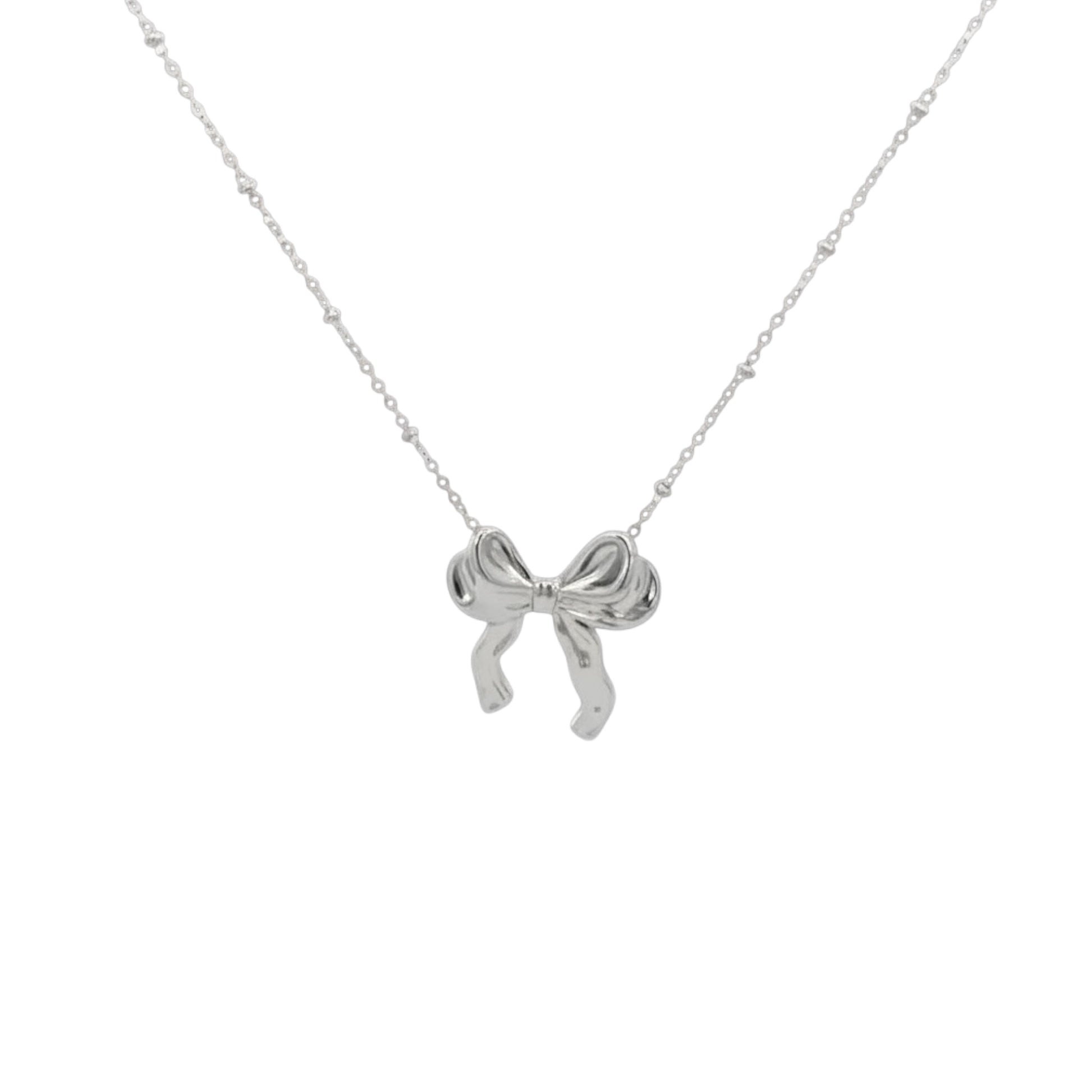 Bow Necklace - sculpted bow pendant on beaded chain