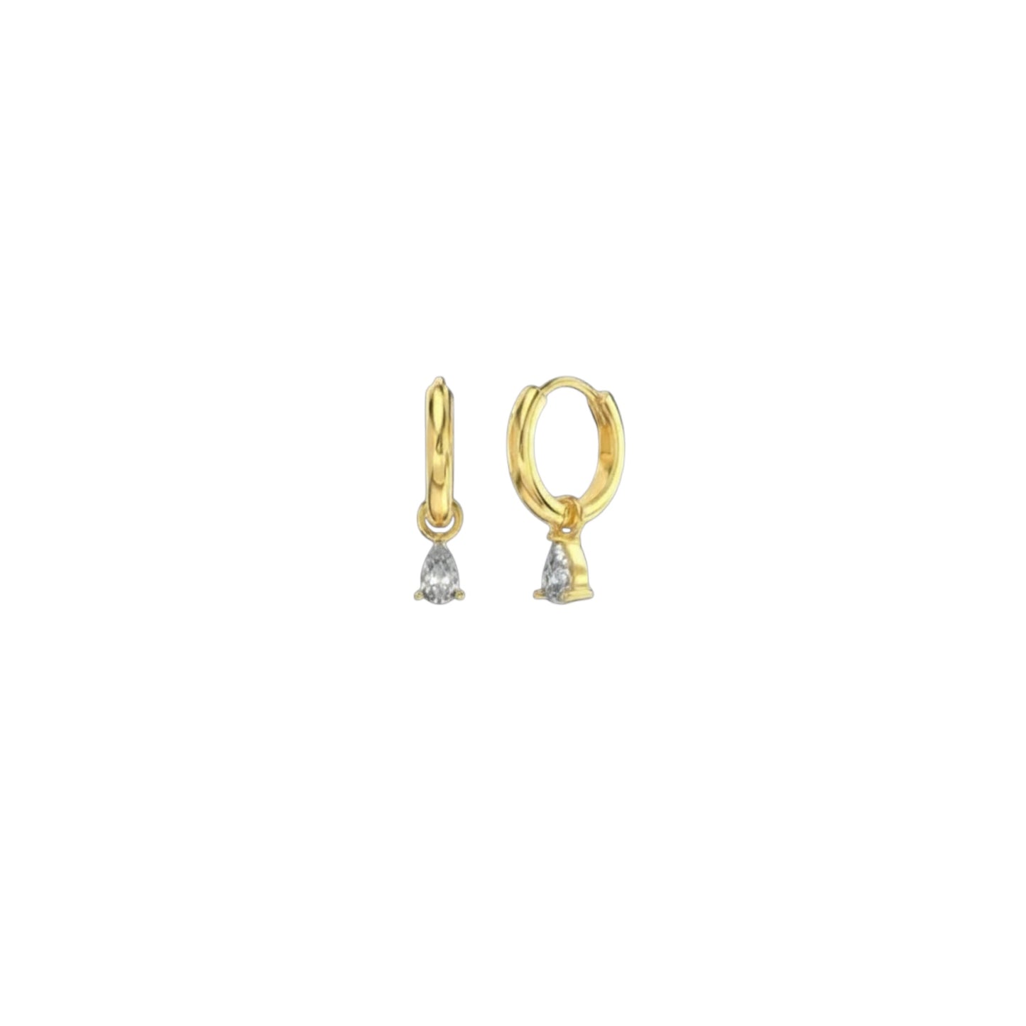 Charmed Teardrop Hoops by Scandal Kiss – Sterling Silver hoop earrings with detachable teardrop charm in 18ct Gold plating.