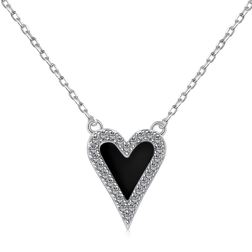 Shimmering Black Heart Pendant Necklace